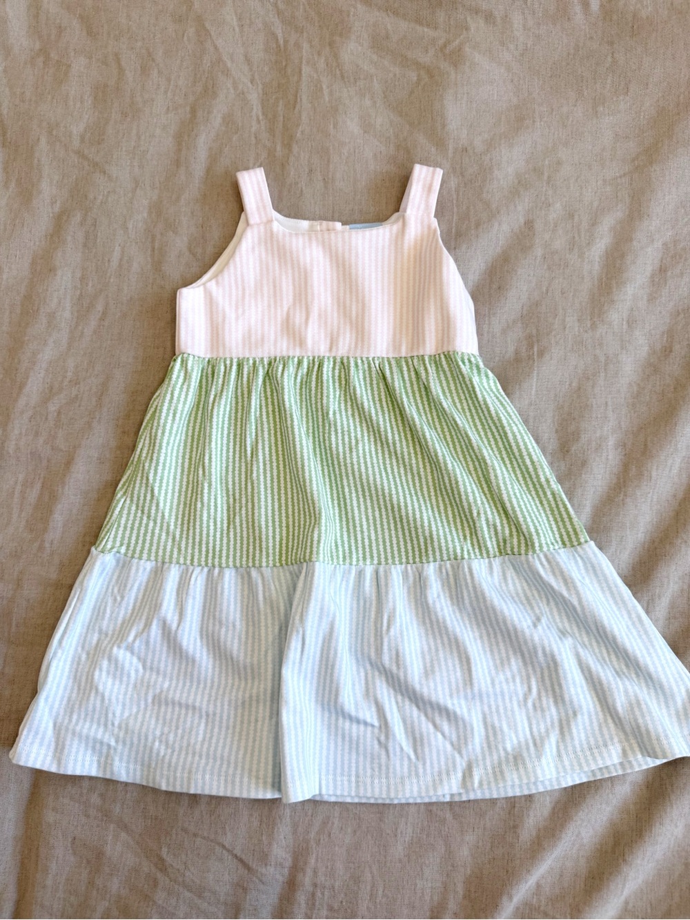 bella bliss Pink, Green & Light Blue Tiered Colorblock Dress